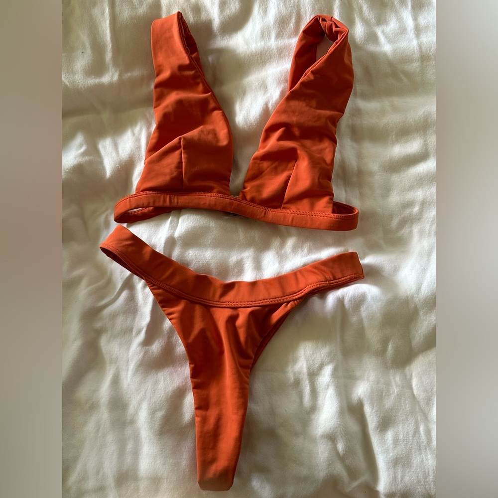 Coral Swimwear orange cheeky bikini set